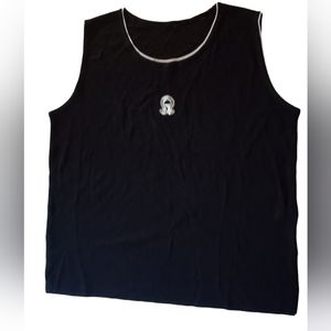 Rhinestone Omega Symbol Black Tank Top- Vintage